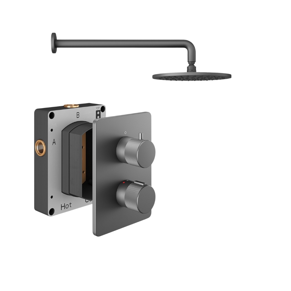 Product Cut out image of the Abacus Iso Pro Anthracite 1 Outlet Shower Pack with Fixed Shower Head